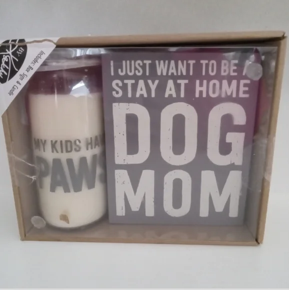 Sea Salt & Sage Soy Wax Candle And Dog Sign NIB NEW IN BOX - Picture 2 of 4